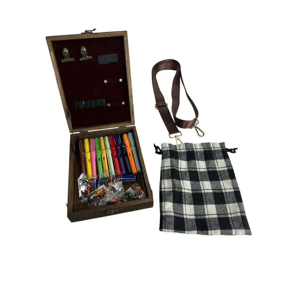 Everlasting Inkless Pencil Set w/ Wood Case Strap Replaceable Tips 12 pens